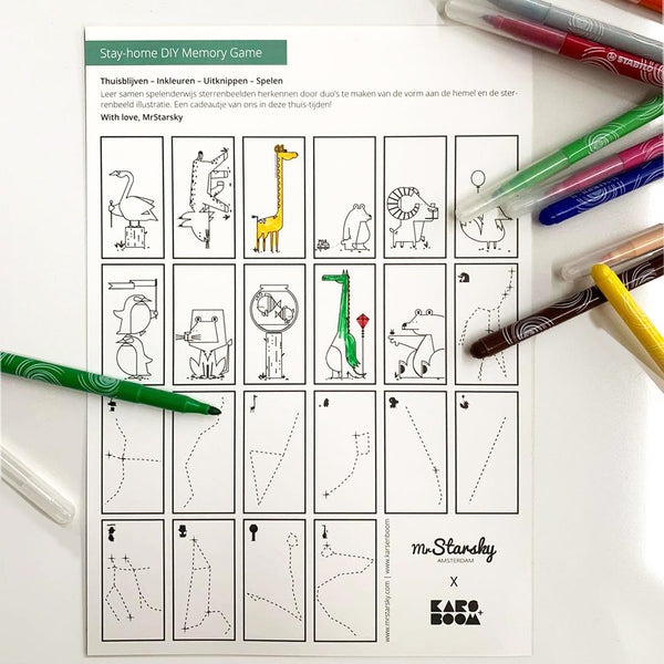 Gratis DIY sterrenbeeld memory game – kleur, knip en speel thuis
